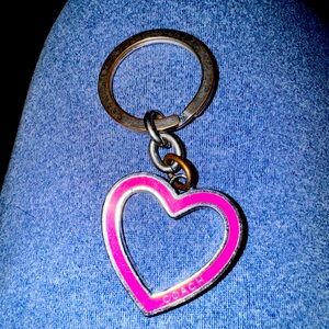 Coach Enamel Open Heart Keychain